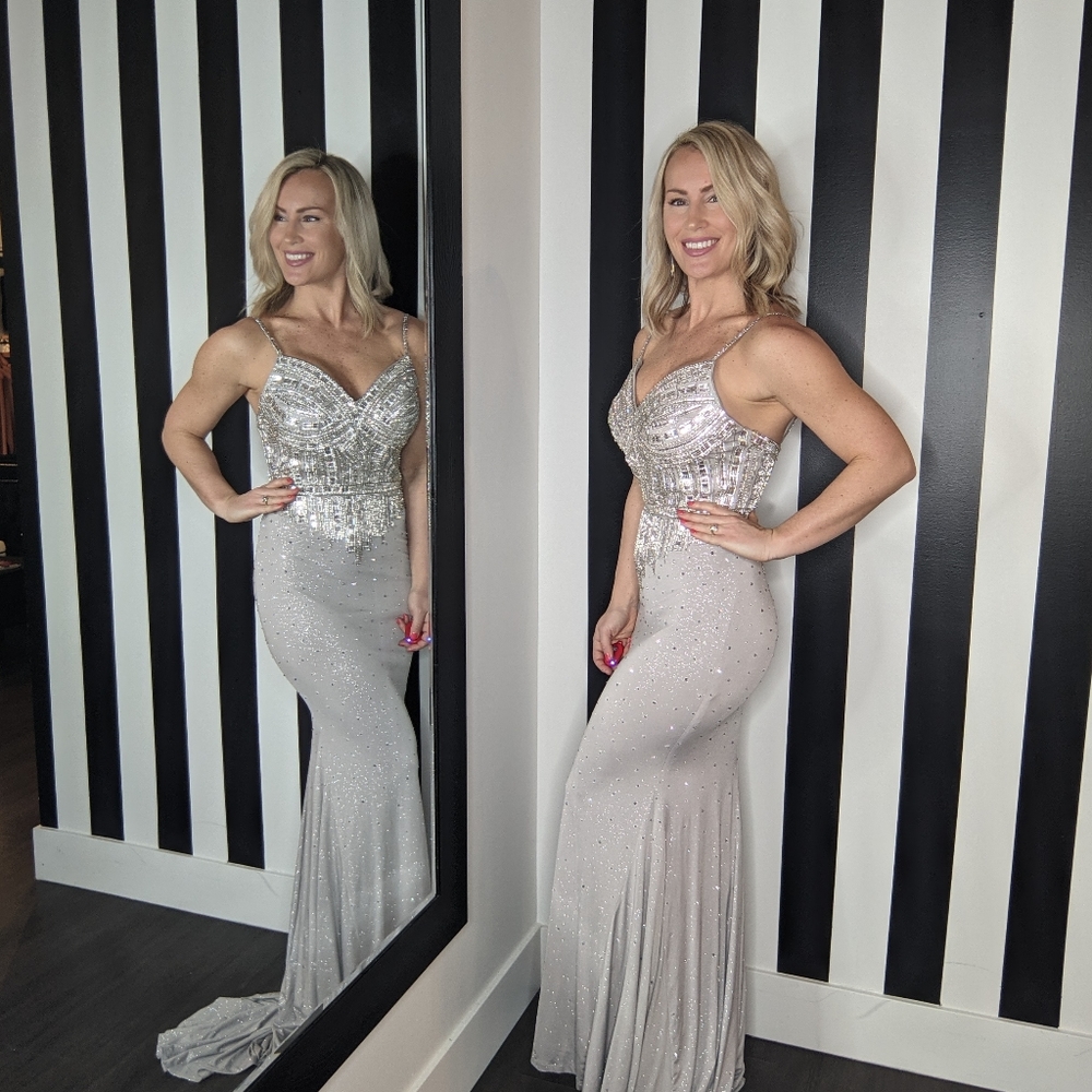 Silver pageant/prom dress